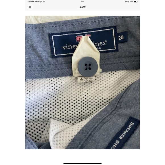 Vineyard Vines Shep & Ian Mens Breaker Blue Chino Shorts Size 28 - 8” Inseam - Picture 5 of 9